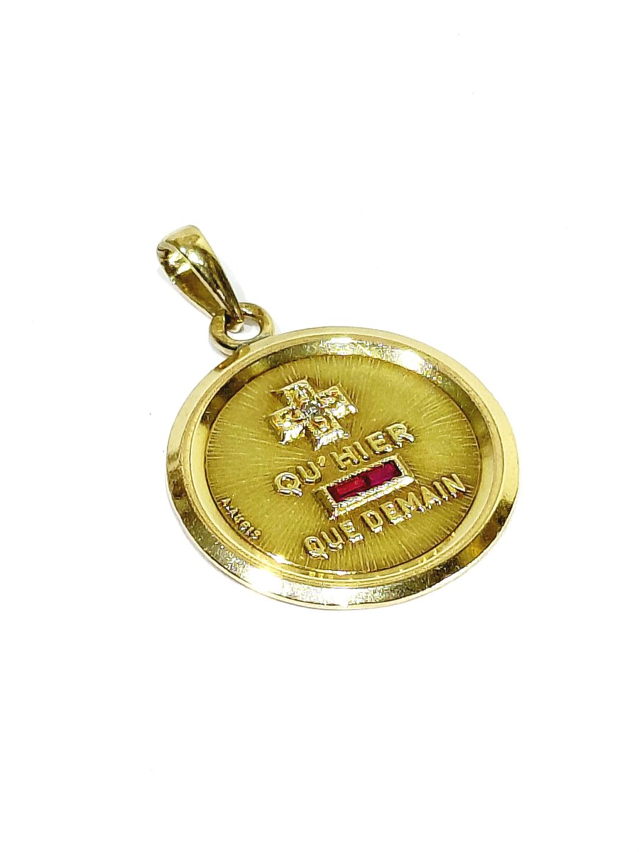 Augis - Médaille d'amour en or, rubis et diamant-photo-2