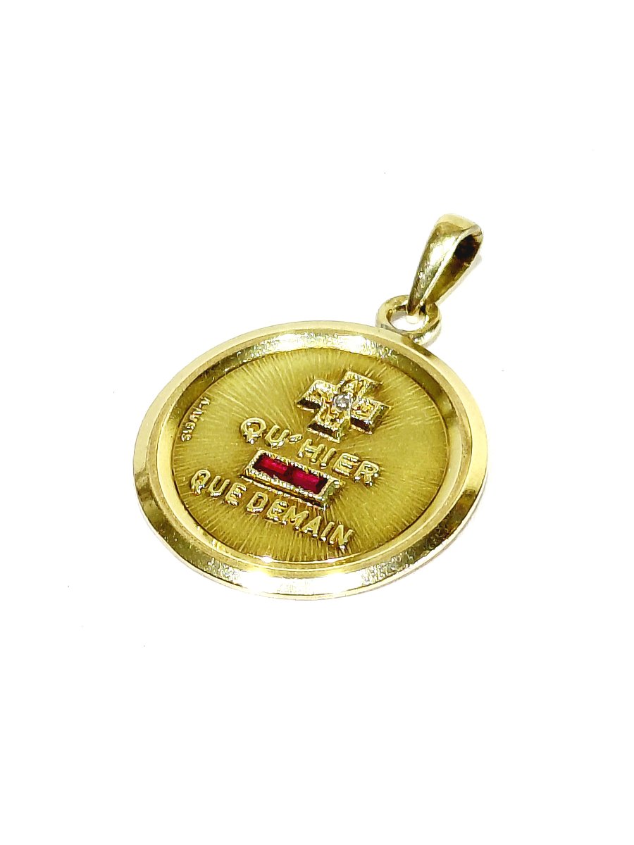 Augis - Médaille d'amour en or, rubis et diamant-photo-3