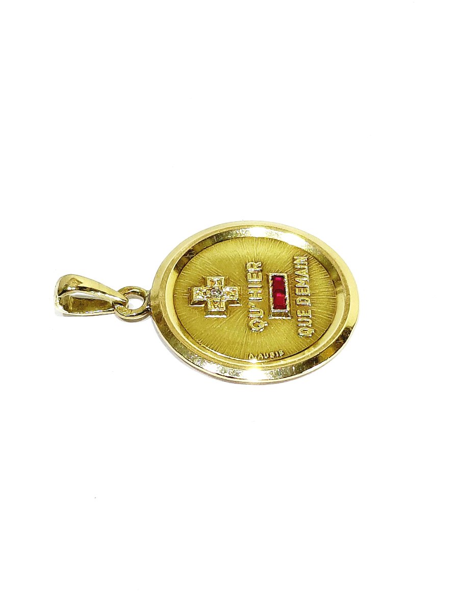 Augis - Médaille d'amour en or, rubis et diamant-photo-2