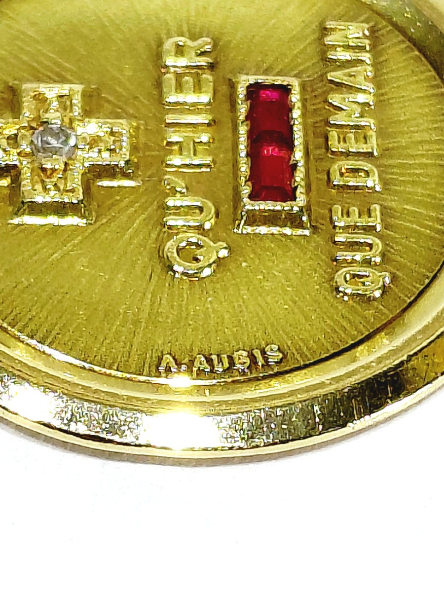 Augis - Médaille d'amour en or, rubis et diamant-photo-3