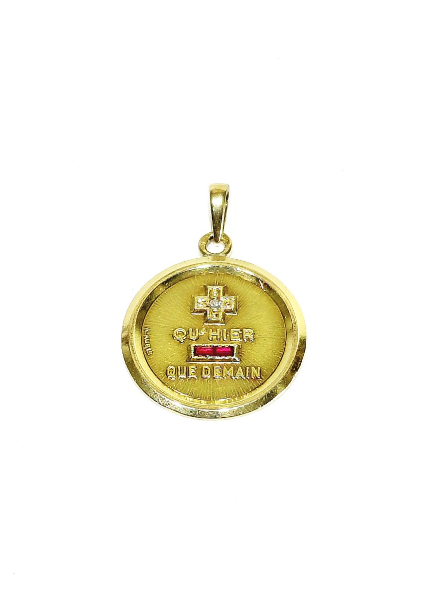 Augis - Médaille d'amour en or, rubis et diamant