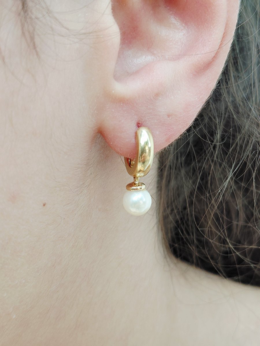 Paire de boucle d’oreille or et perles-photo-7