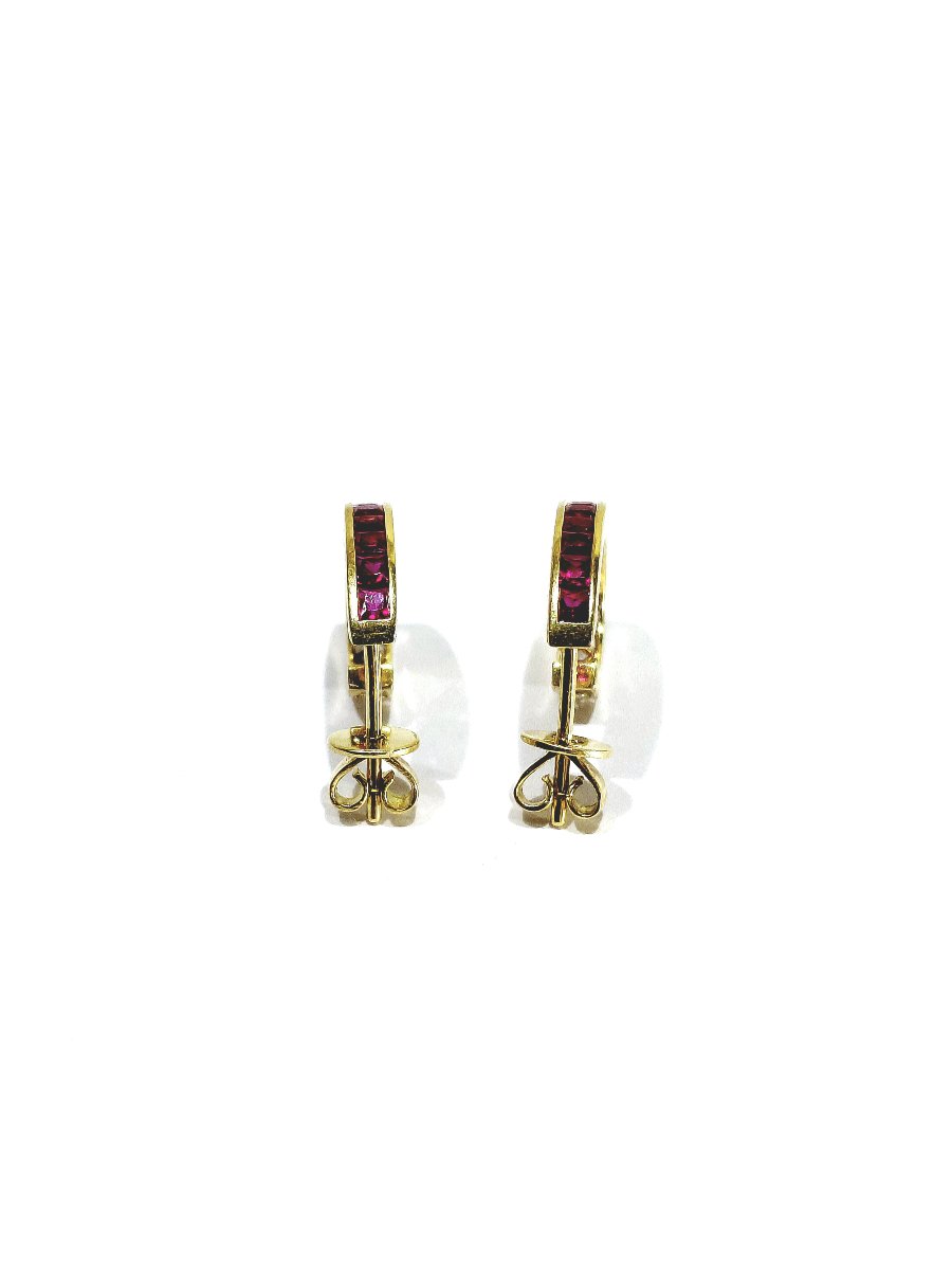 Paire de boucle d’oreille or et rubis-photo-4