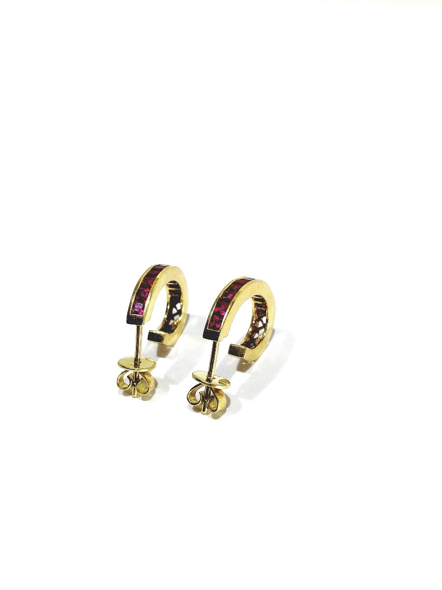 Paire de boucle d’oreille or et rubis-photo-1