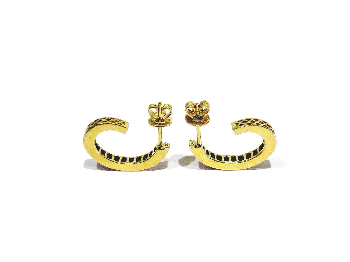 Paire de boucle d’oreille or et rubis-photo-5