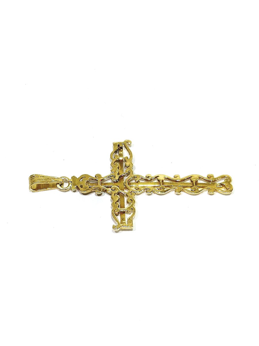 Pendentif croix en or jaune ajouré-photo-2