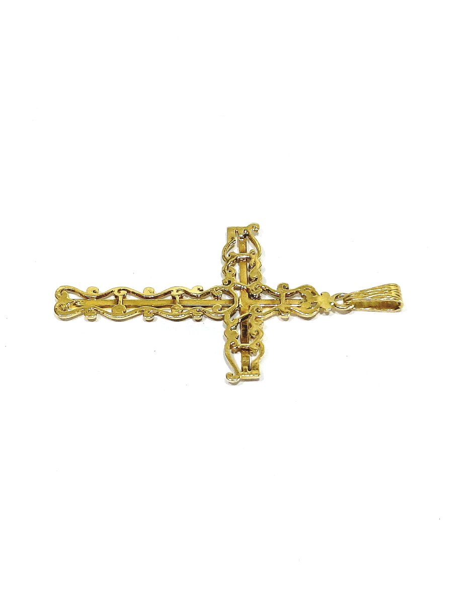 Pendentif croix en or jaune ajouré-photo-4