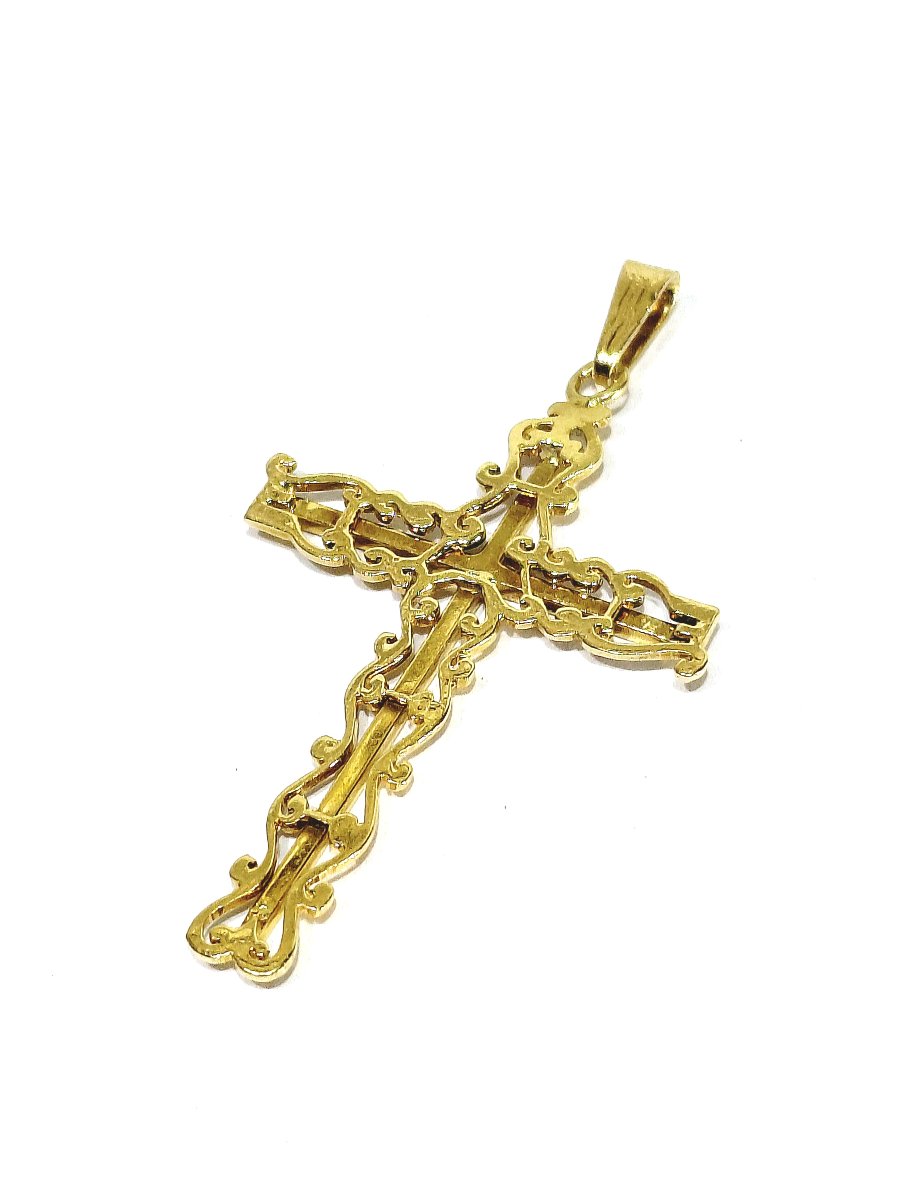 Pendentif croix en or jaune ajouré-photo-1