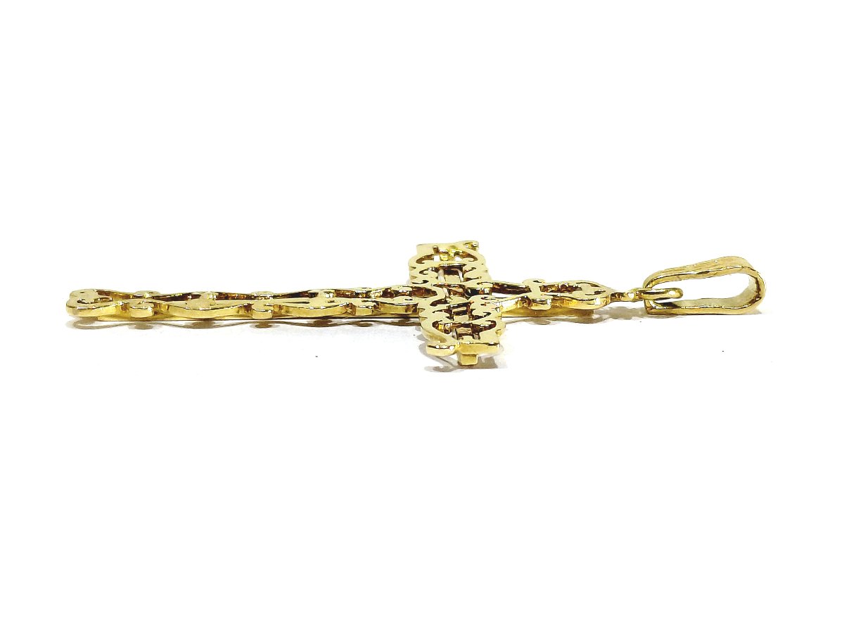 Pendentif croix en or jaune ajouré-photo-3