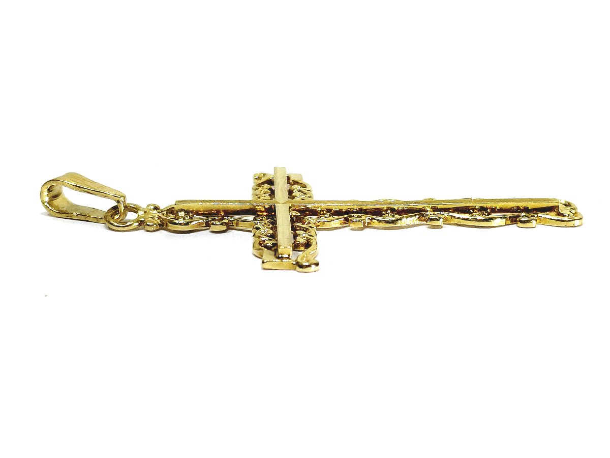 Pendentif croix en or jaune ajouré-photo-4