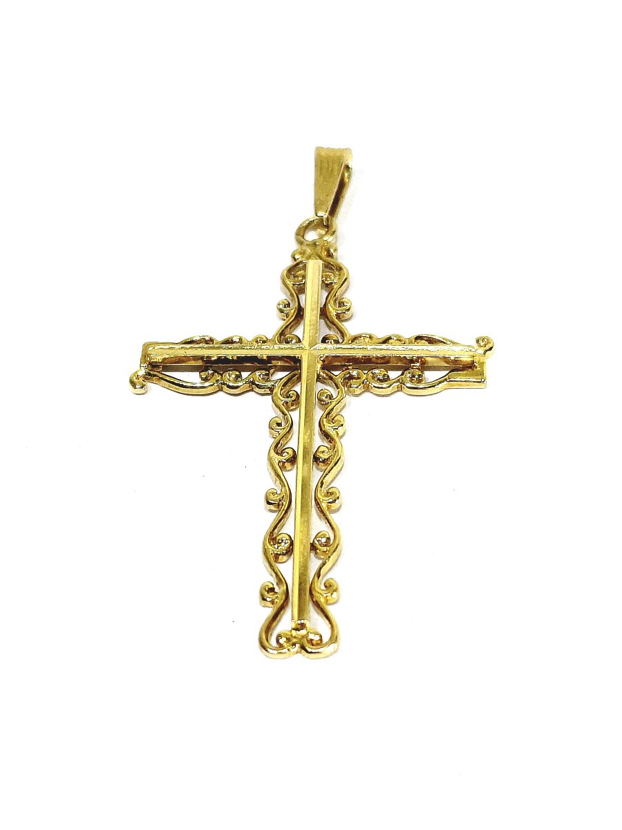 Pendentif croix en or jaune ajouré-photo-5