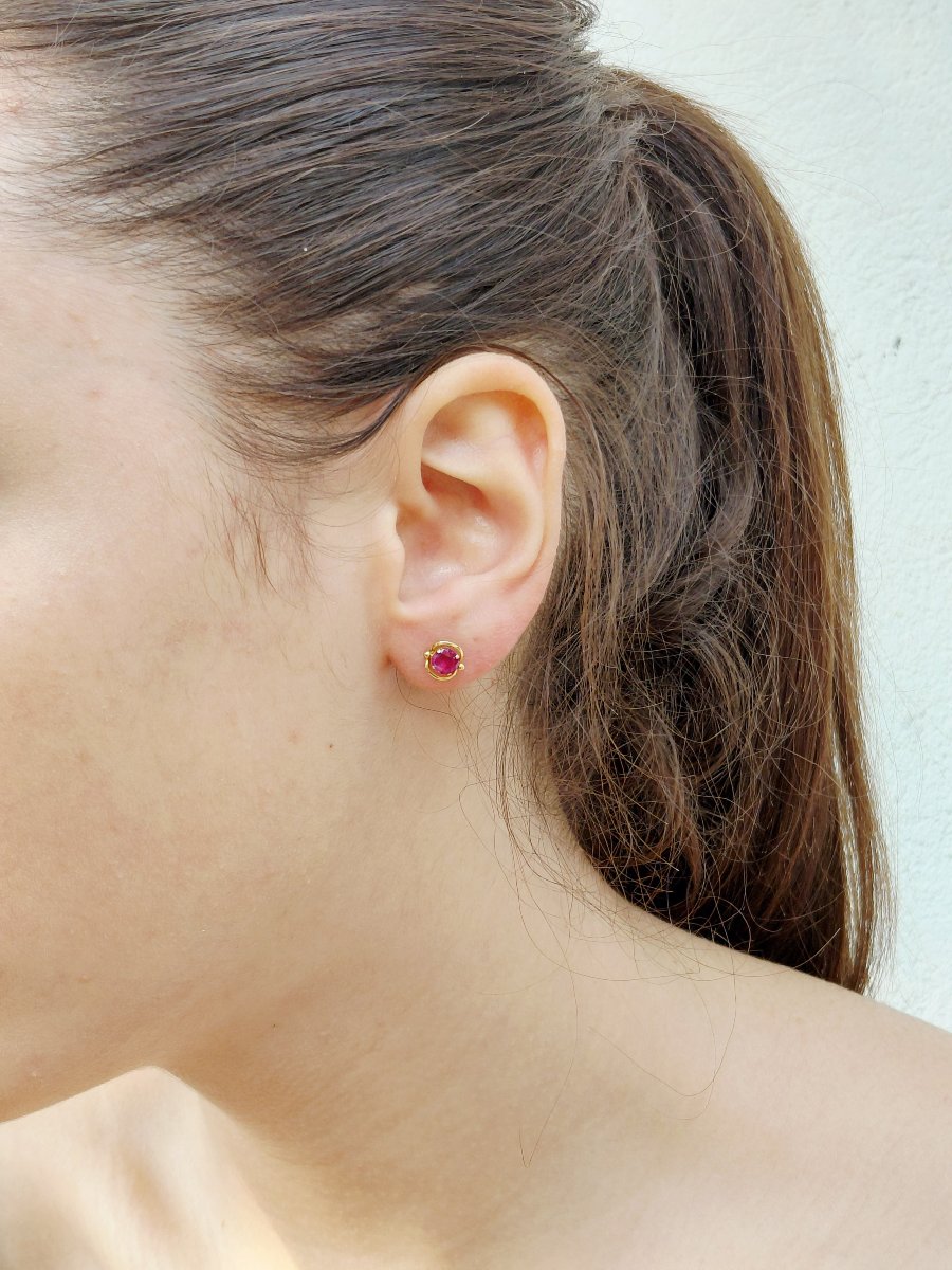 Pair Of Gold And Ruby Earrings -photo-6