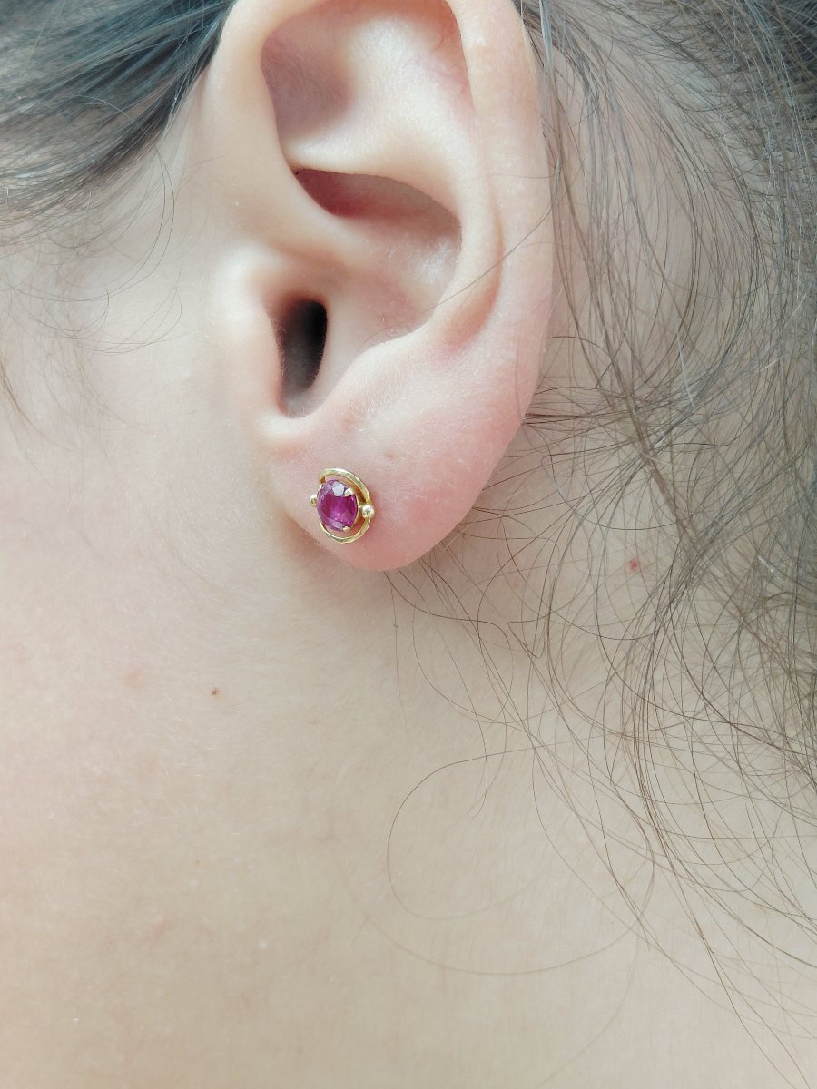 Pair Of Gold And Ruby Earrings -photo-8