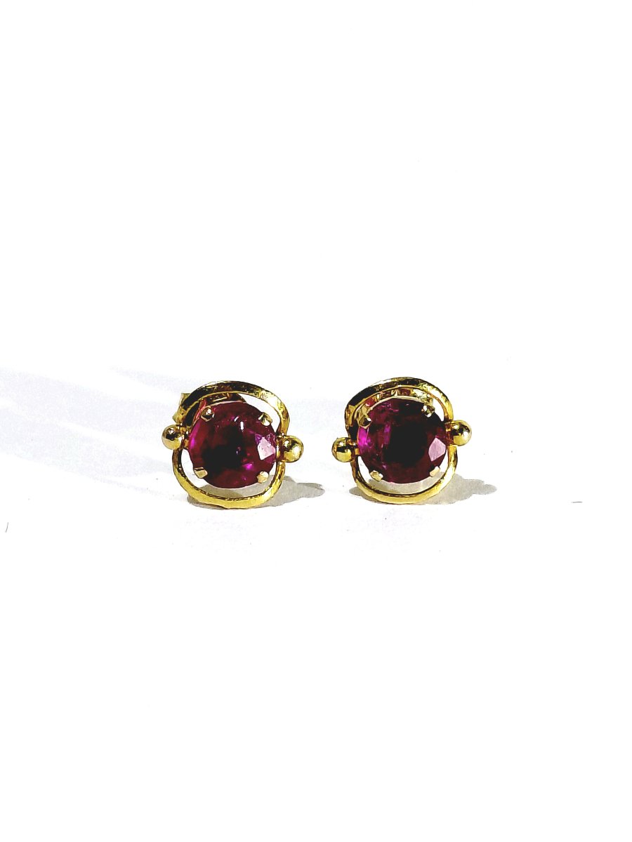 Pair Of Gold And Ruby Earrings 