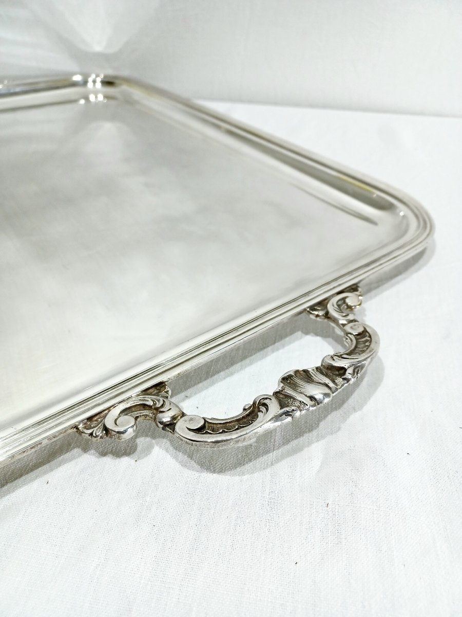 Silver-colored Metal Tray With Handles-photo-4