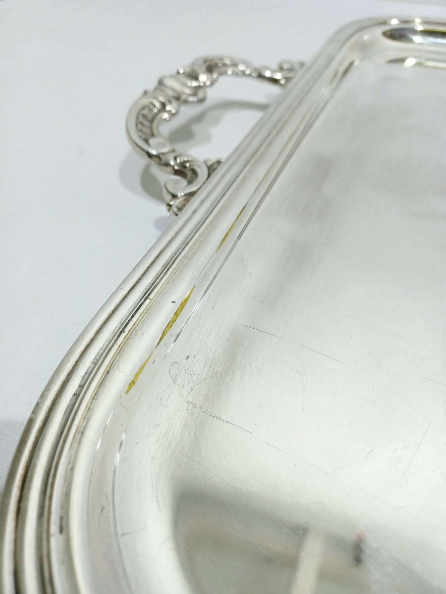 Silver-colored Metal Tray With Handles-photo-1