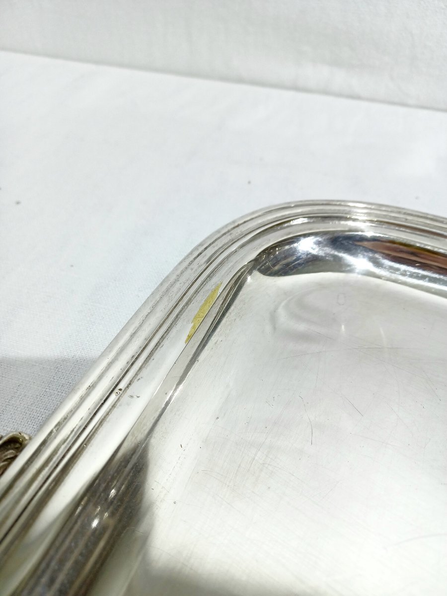 Silver-colored Metal Tray With Handles-photo-3