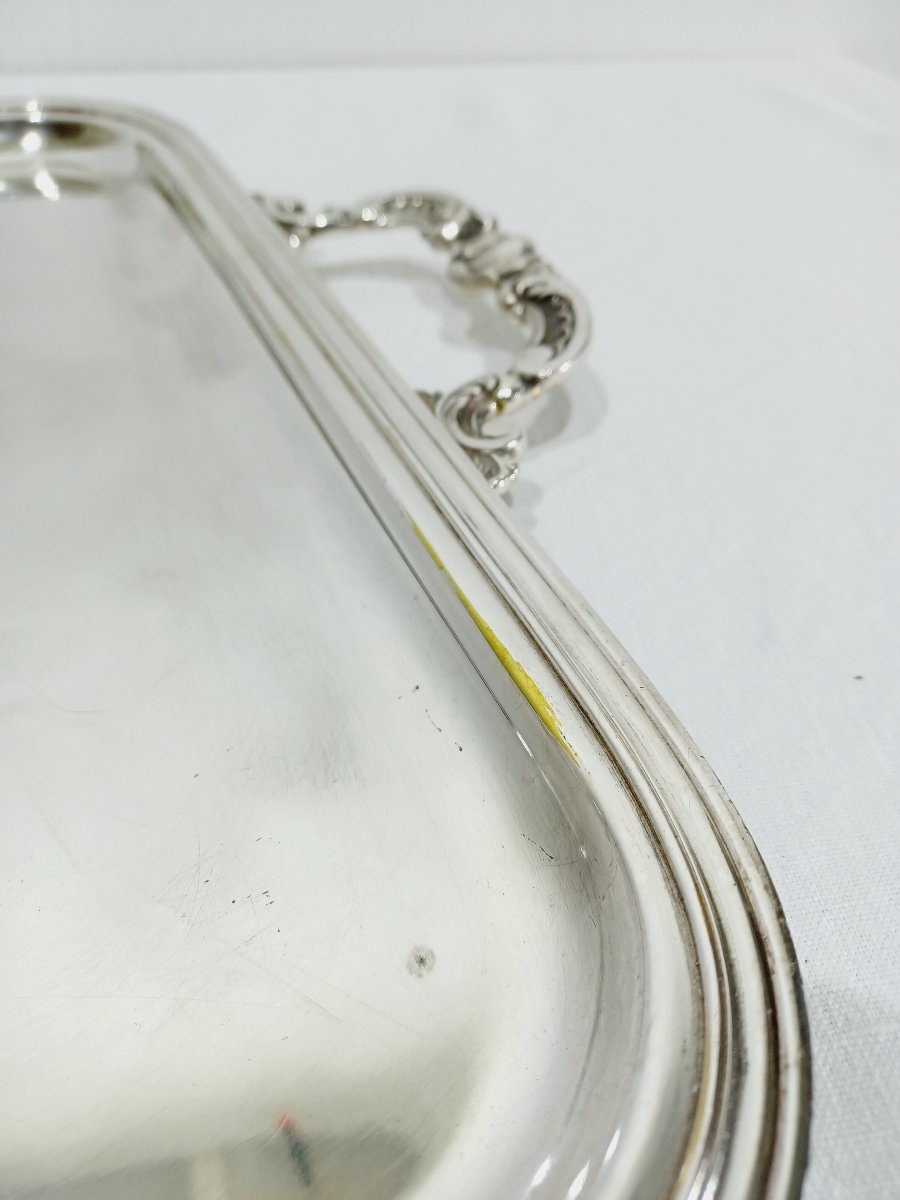 Silver-colored Metal Tray With Handles-photo-4