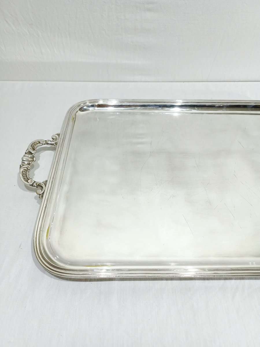 Silver-colored Metal Tray With Handles-photo-5