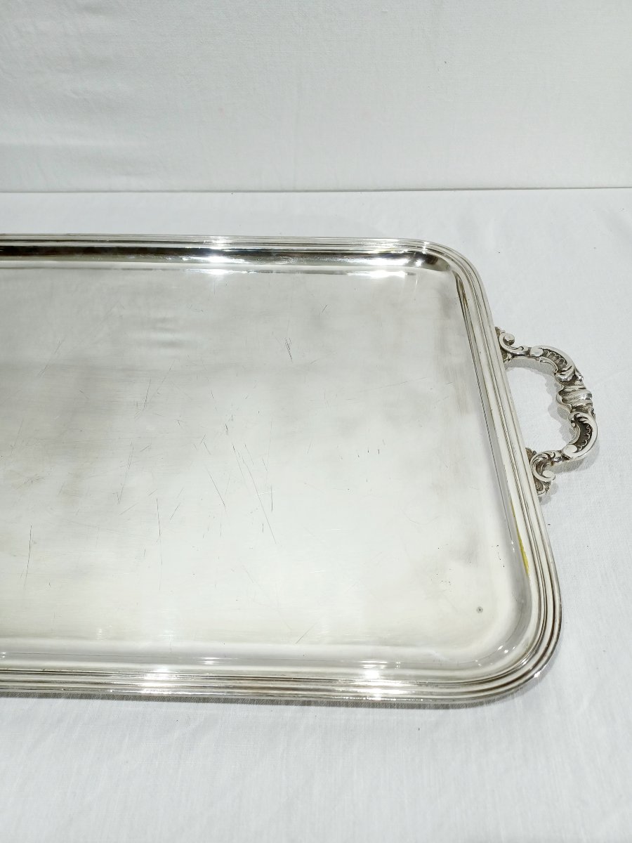 Silver-colored Metal Tray With Handles-photo-6