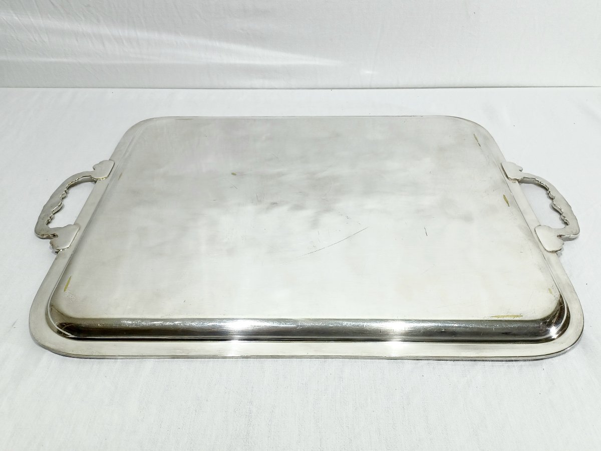 Silver-colored Metal Tray With Handles-photo-7