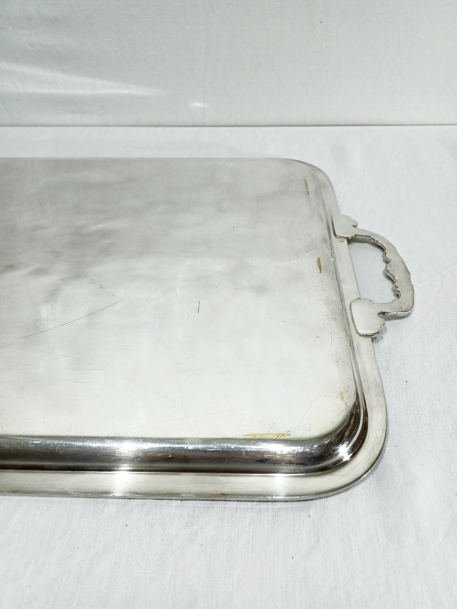 Silver-colored Metal Tray With Handles-photo-8