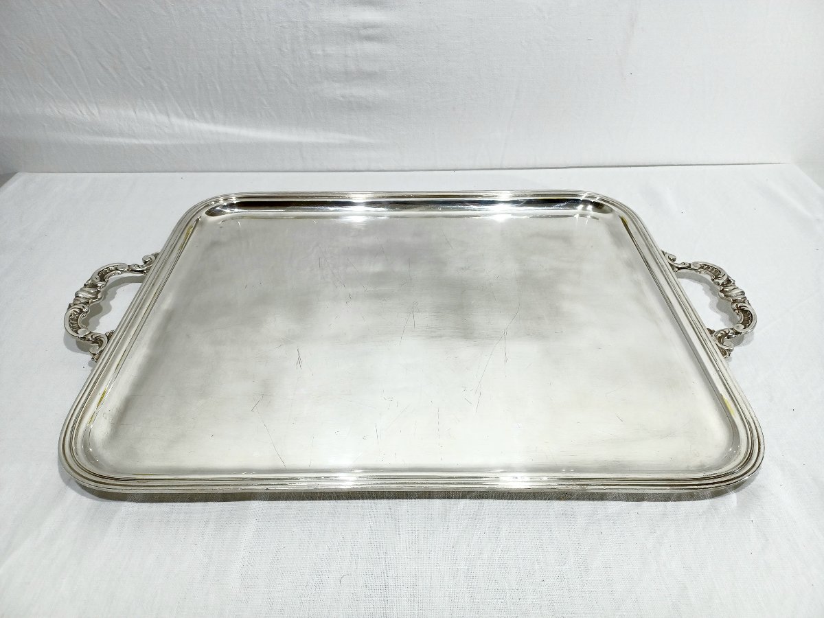 Silver-colored Metal Tray With Handles