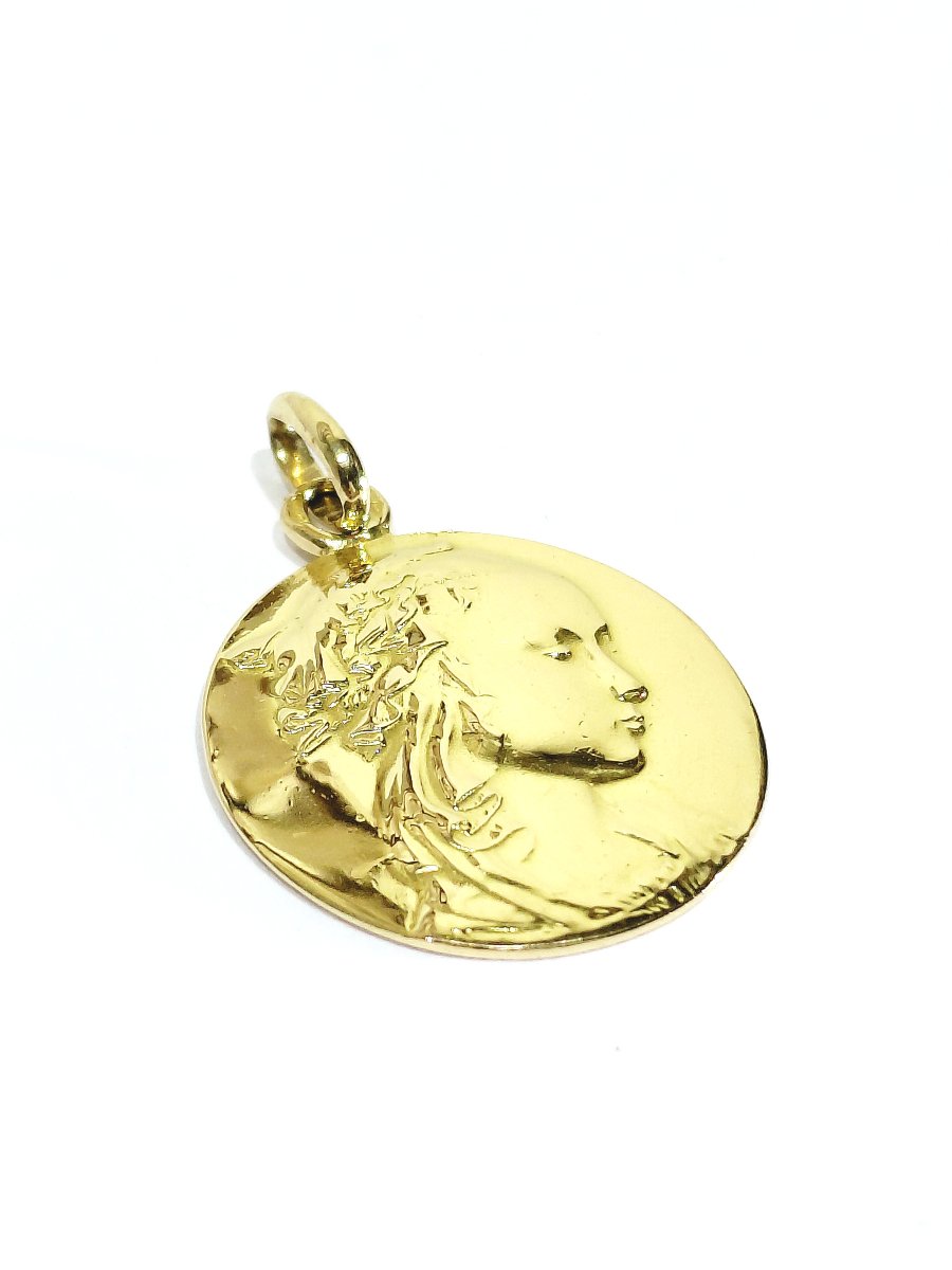 Gold "adorazione" Virgin Mary Medal -photo-3