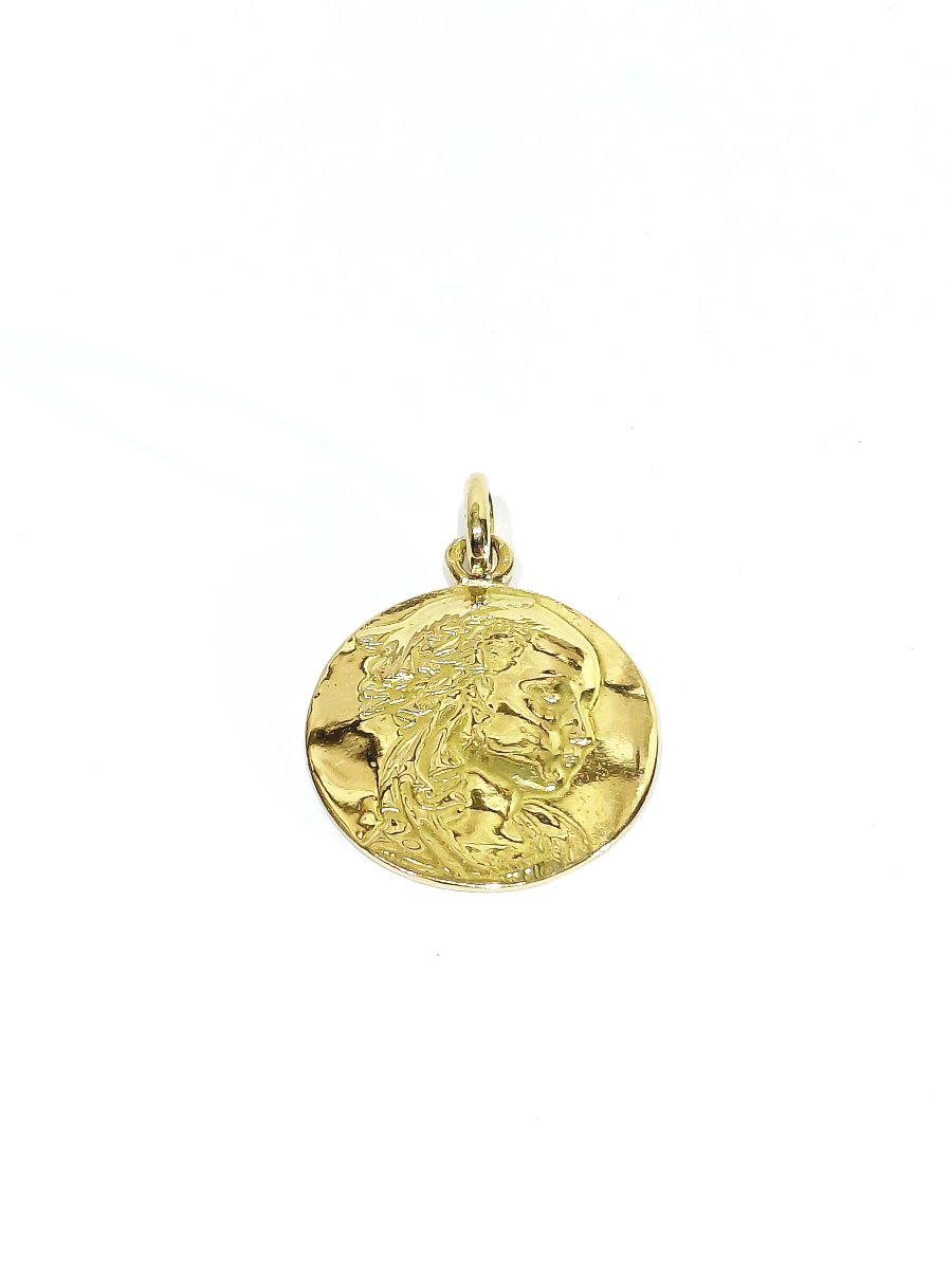 Gold "adorazione" Virgin Mary Medal 