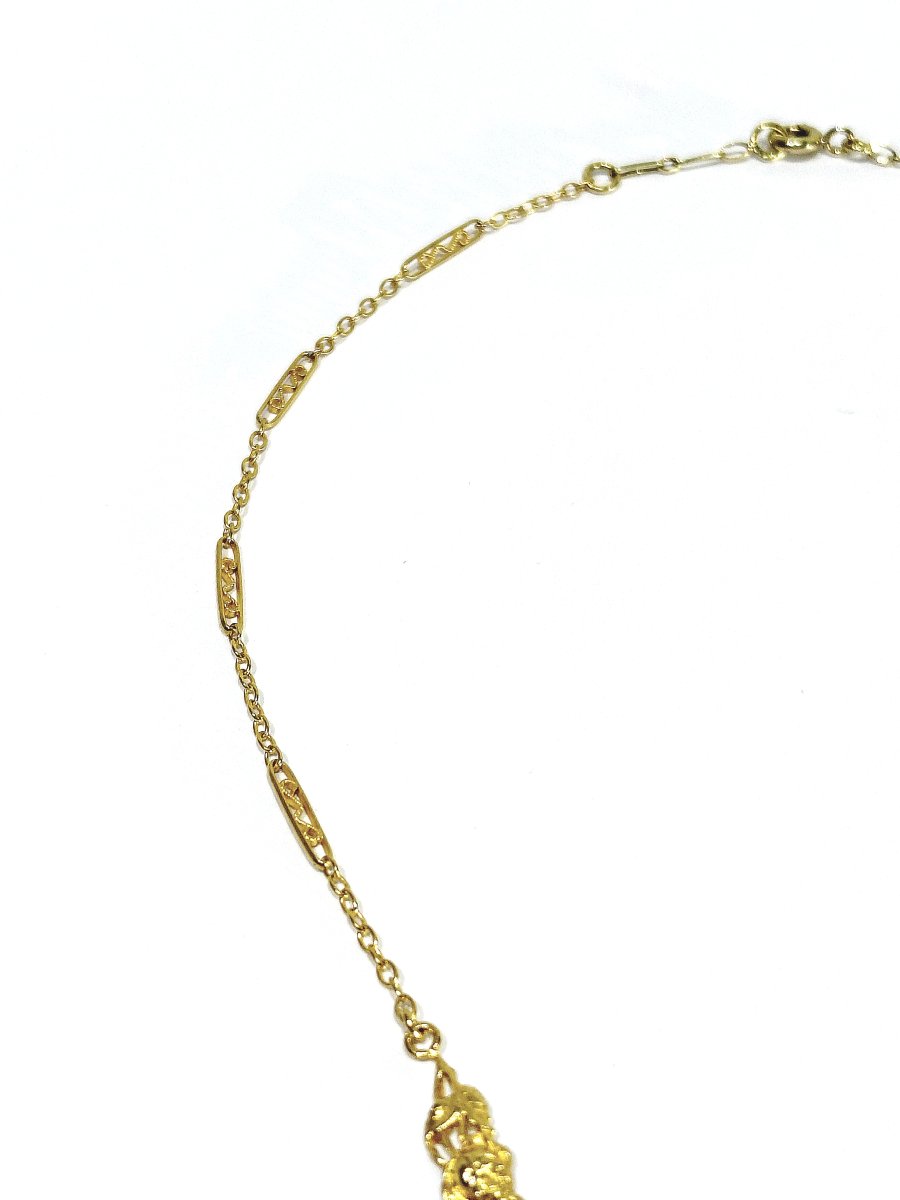 Draped Gold And Pearl Necklace-photo-2