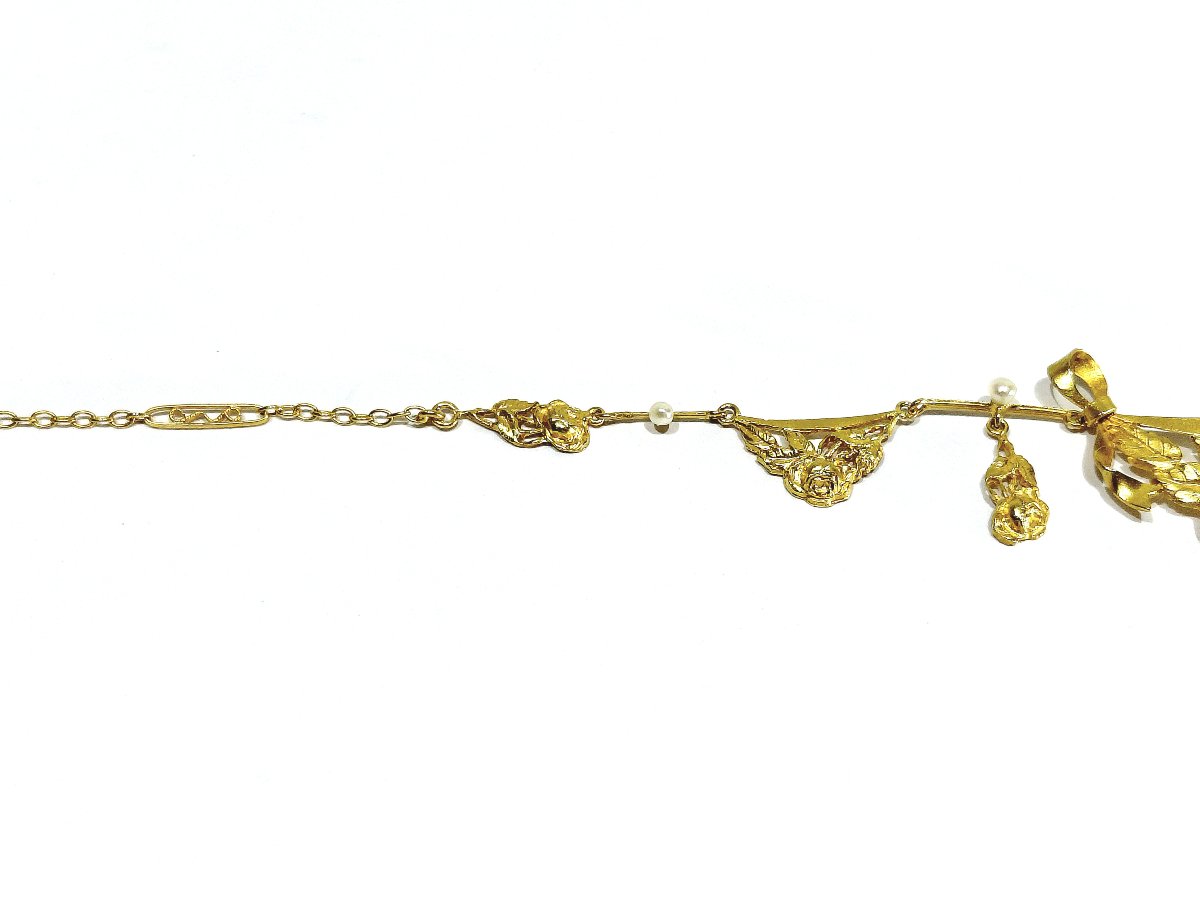 Draped Gold And Pearl Necklace-photo-5