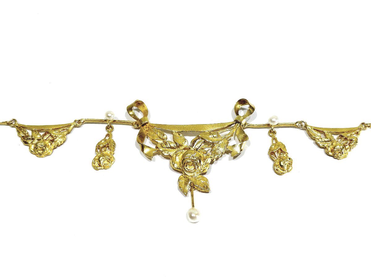 Draped Gold And Pearl Necklace-photo-6