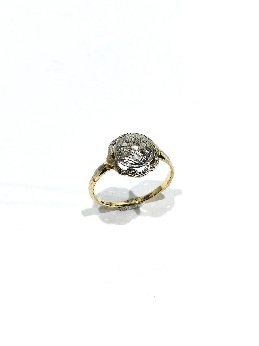 Gold Ring With Rose-cut Diamonds-photo-2