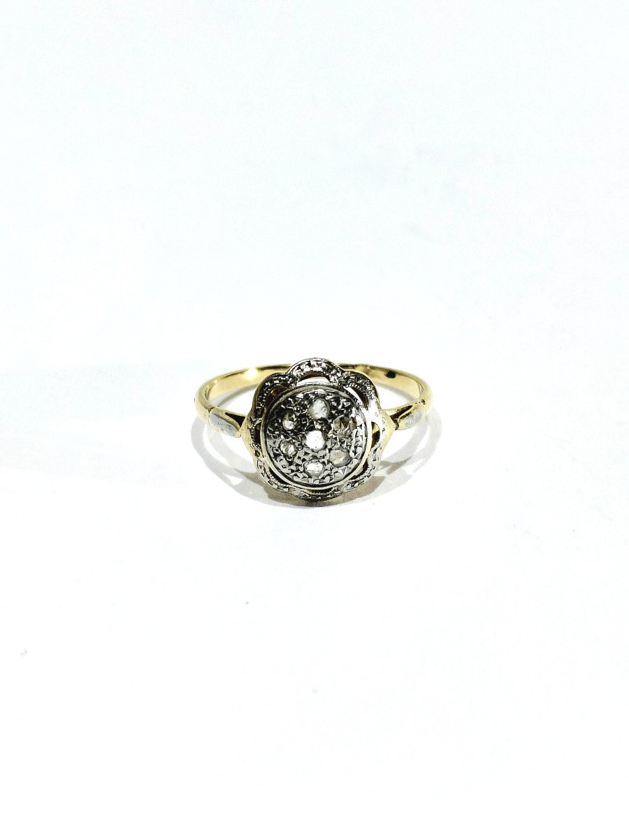Gold Ring With Rose-cut Diamonds-photo-3