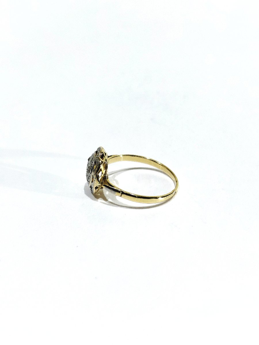 Gold Ring With Rose-cut Diamonds-photo-4