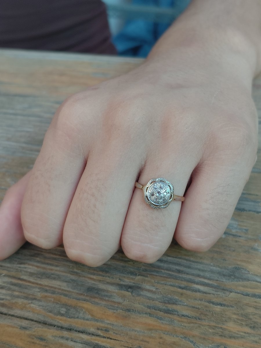 Gold Ring With Rose-cut Diamonds-photo-8