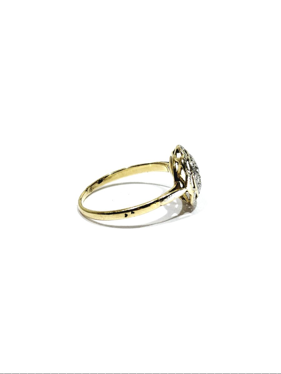 Gold Ring With Rose-cut Diamonds-photo-2