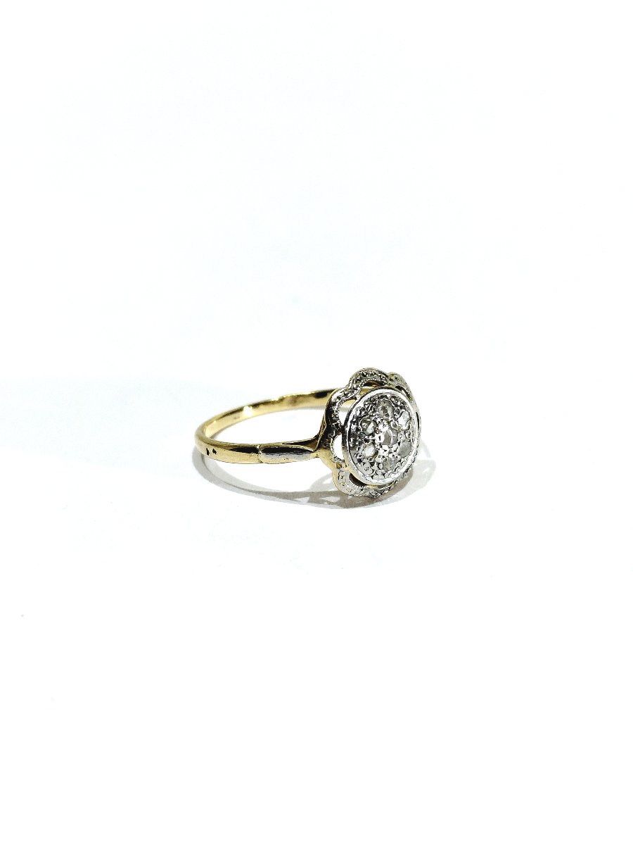 Gold Ring With Rose-cut Diamonds-photo-3