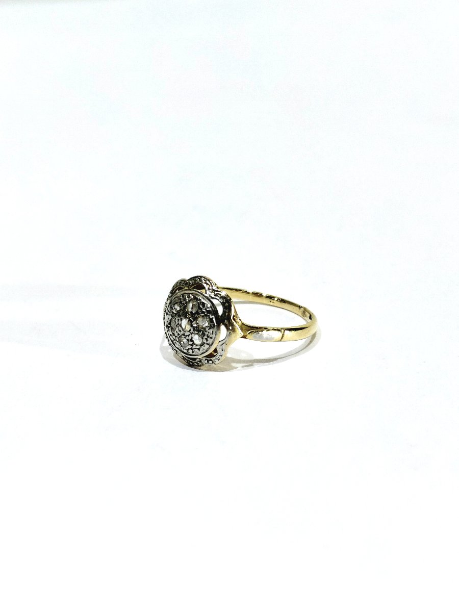 Gold Ring With Rose-cut Diamonds-photo-4