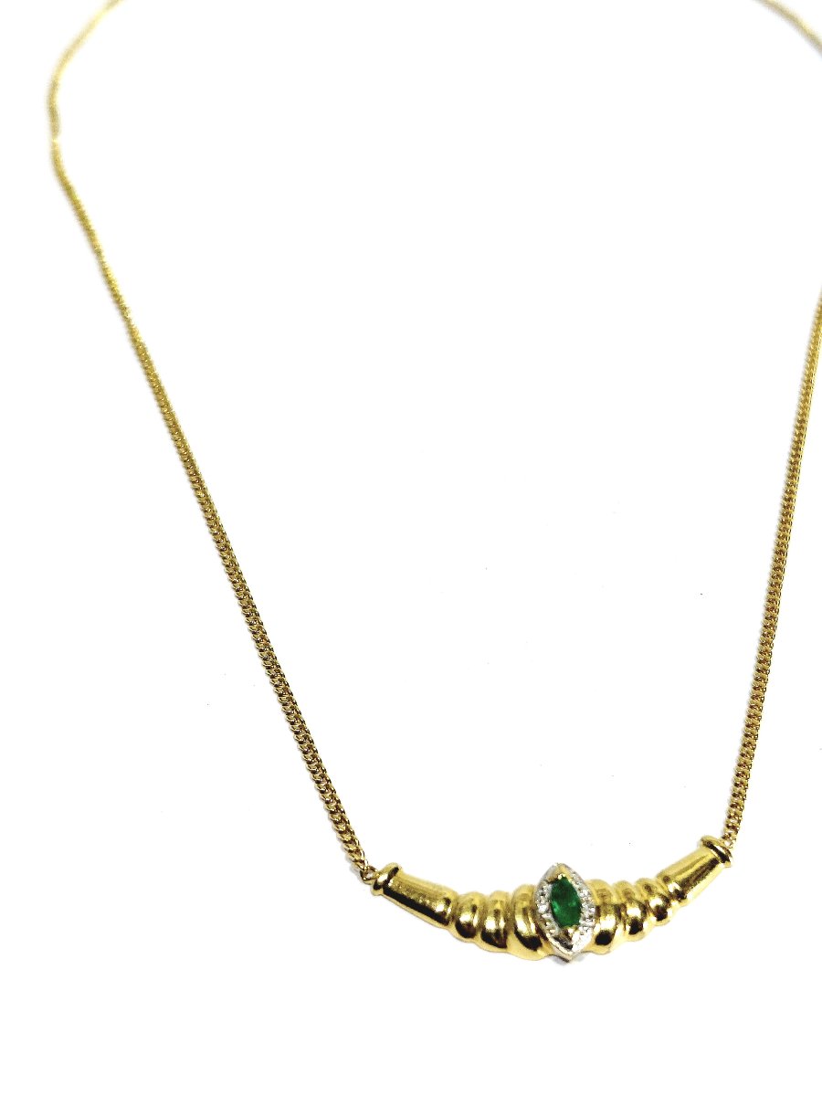 Necklace In Rose Gold, Yellow Gold, Emerald, And Diamonds-photo-2