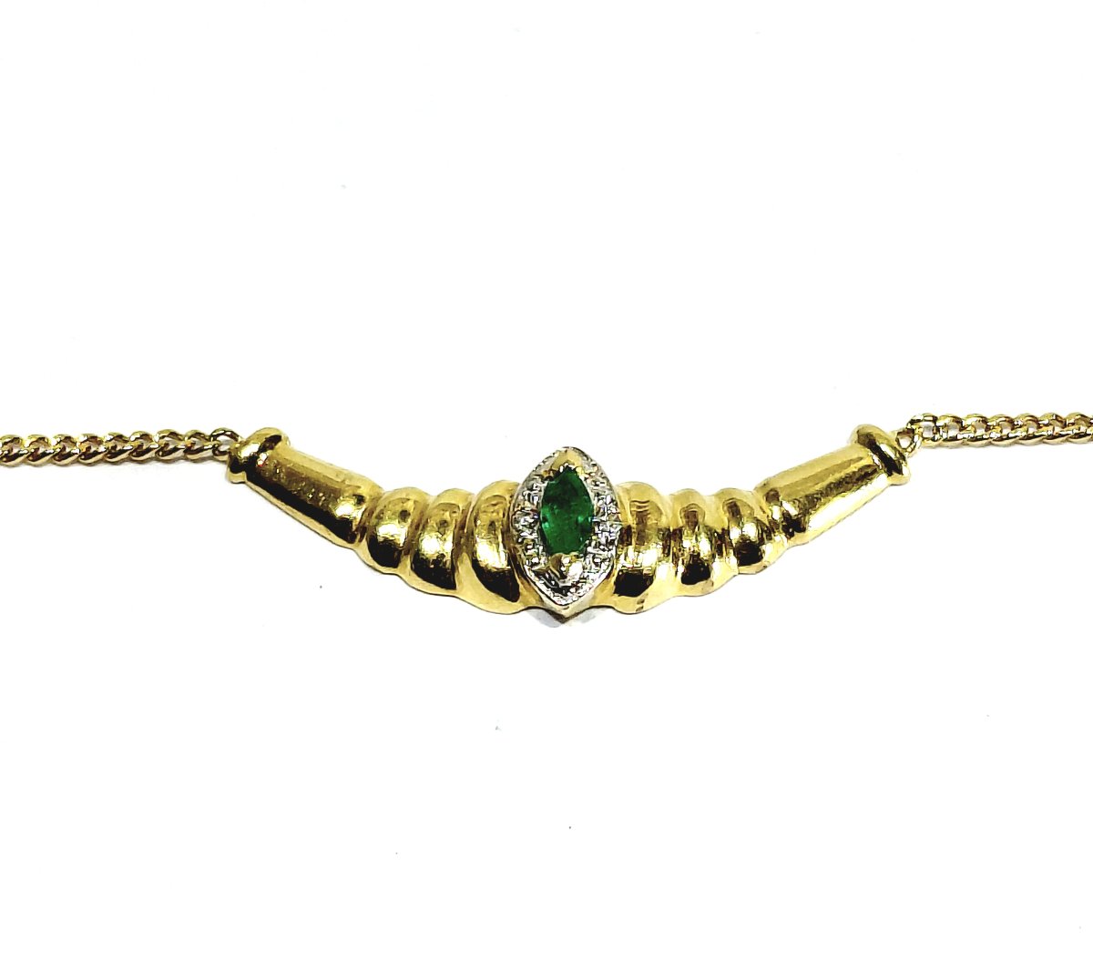 Necklace In Rose Gold, Yellow Gold, Emerald, And Diamonds-photo-4