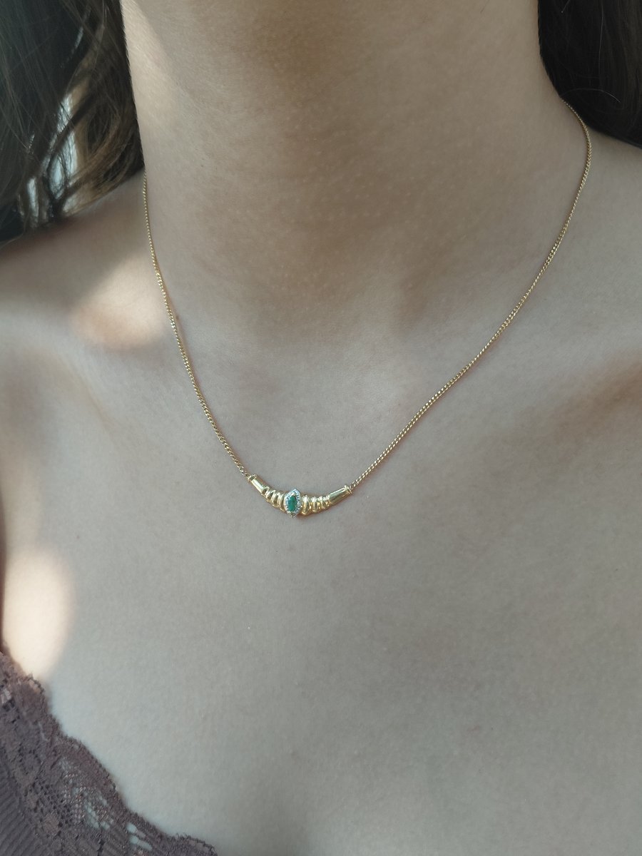 Necklace In Rose Gold, Yellow Gold, Emerald, And Diamonds-photo-8