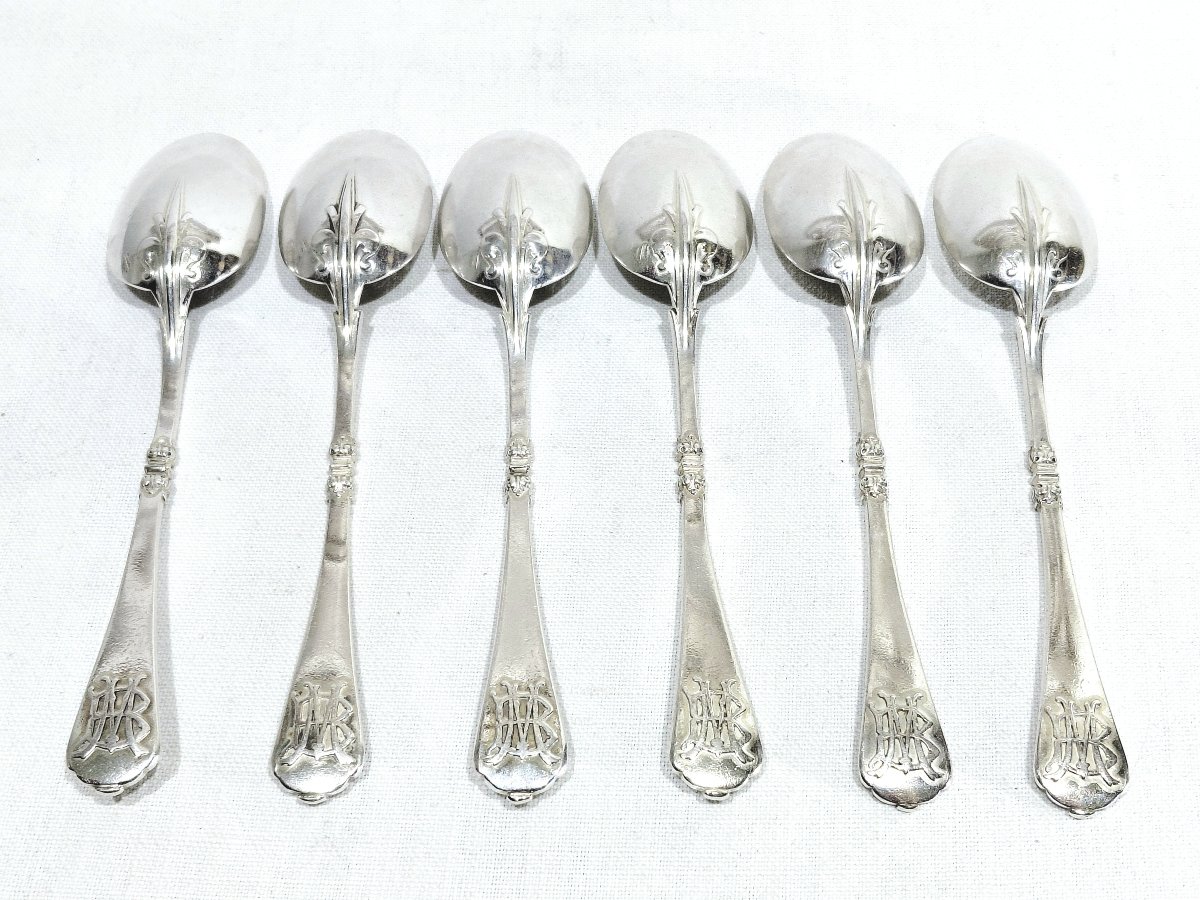 Cardeilhac - 6 Solid Silver Coffee Spoons -photo-2