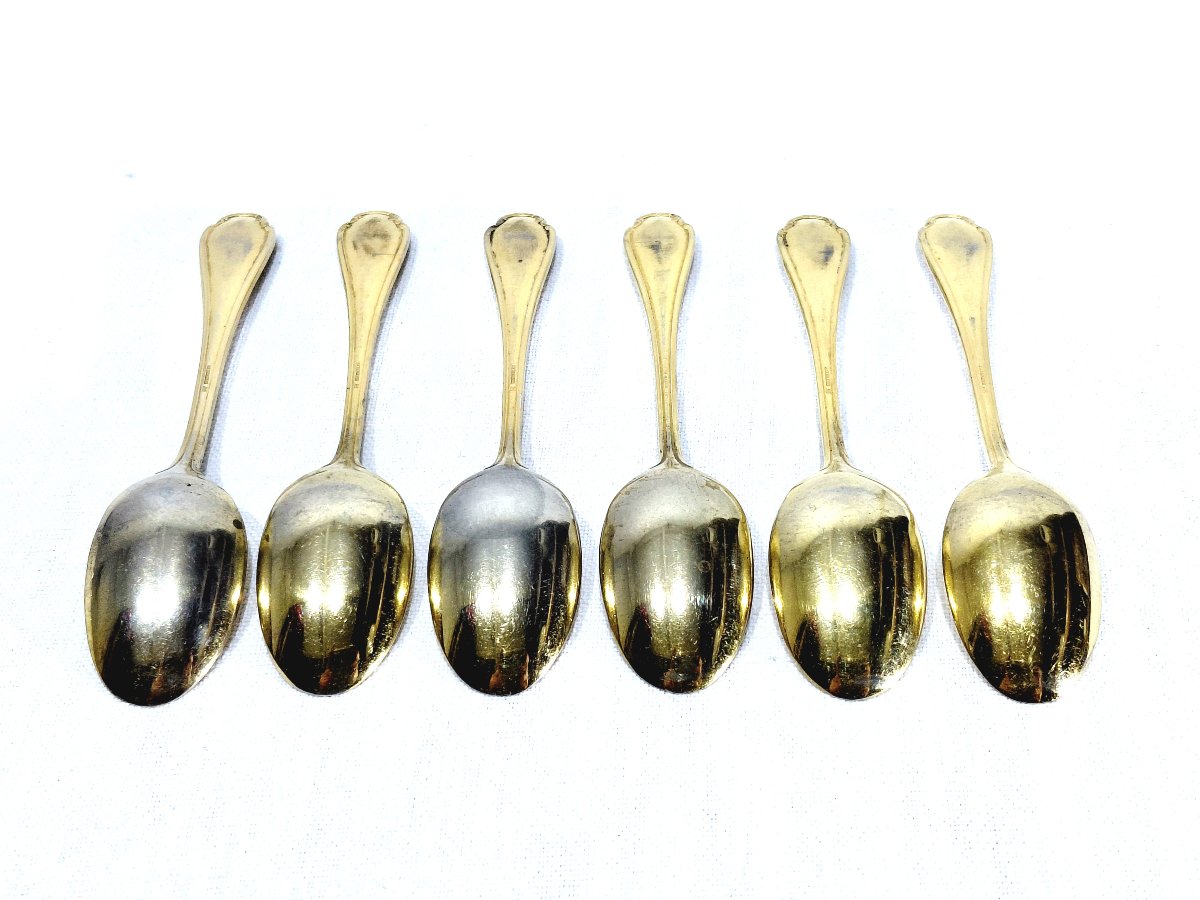 Christofle - Modèle Pompadour - Cuillères A Moka En Métal Doré-photo-1