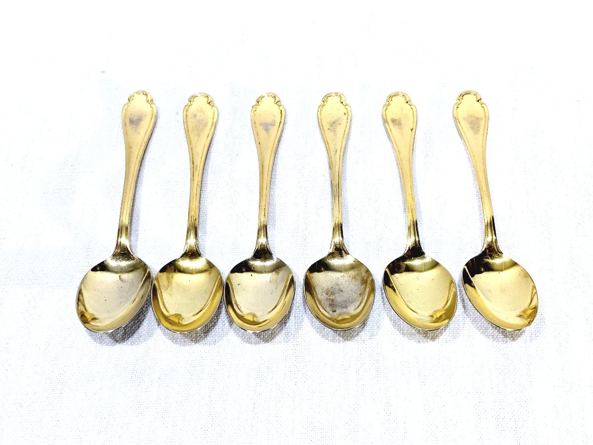 Christofle - Modèle Pompadour - Cuillères A Moka En Métal Doré-photo-2