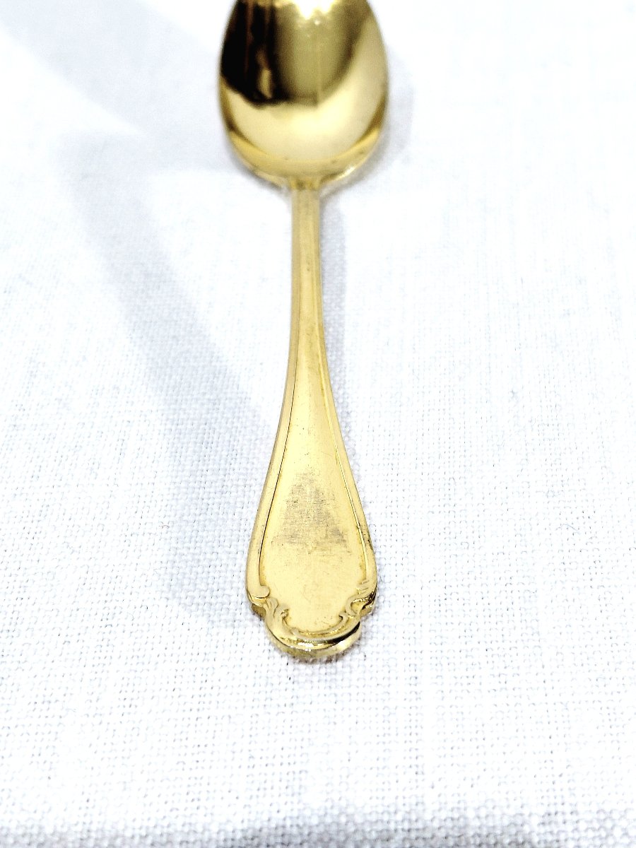 Christofle - Modèle Pompadour - Cuillères A Moka En Métal Doré-photo-5