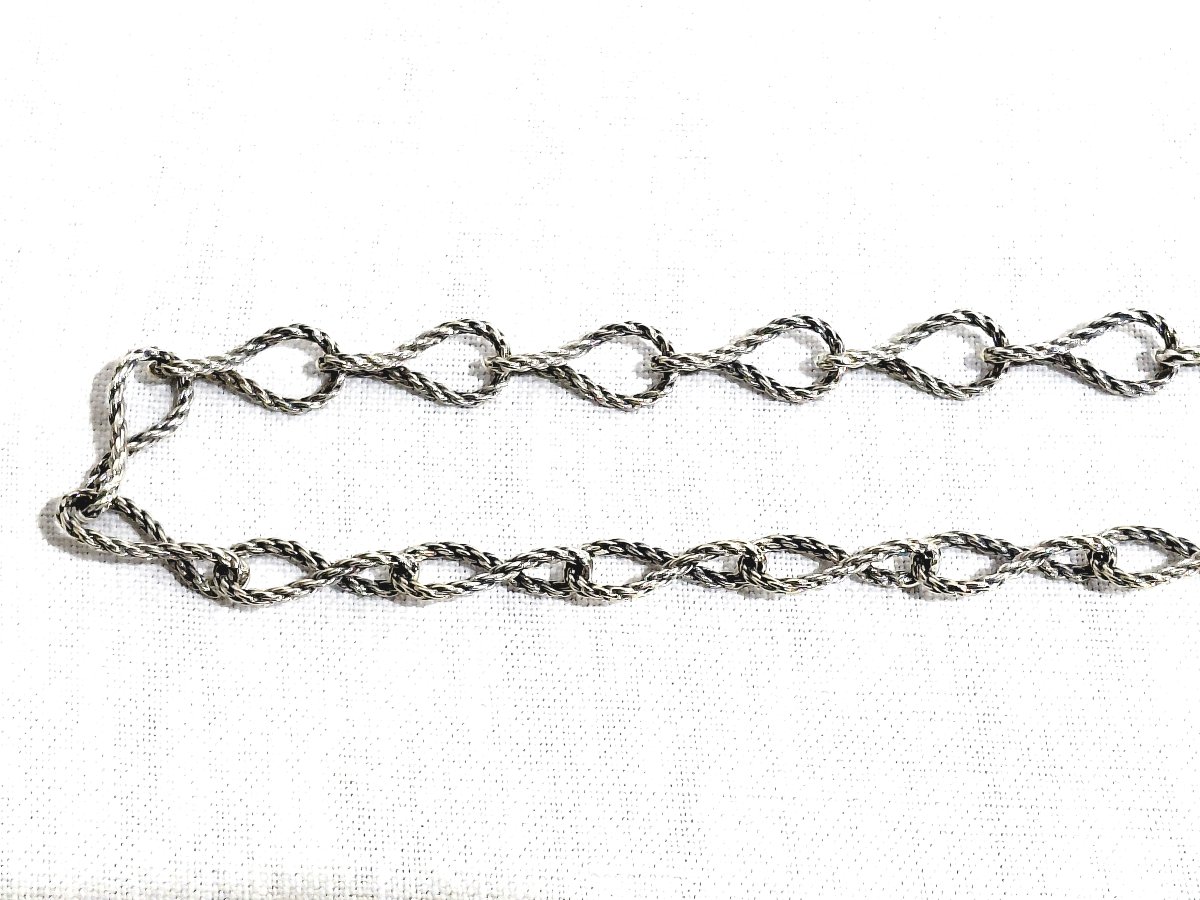 Collier En Argent Maille Torsadées -photo-4