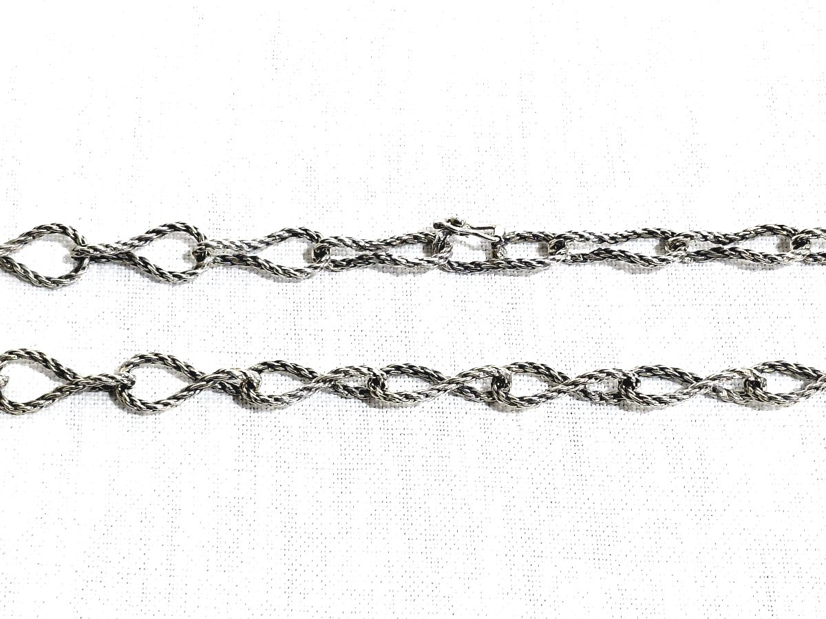 Collier En Argent Maille Torsadées -photo-5
