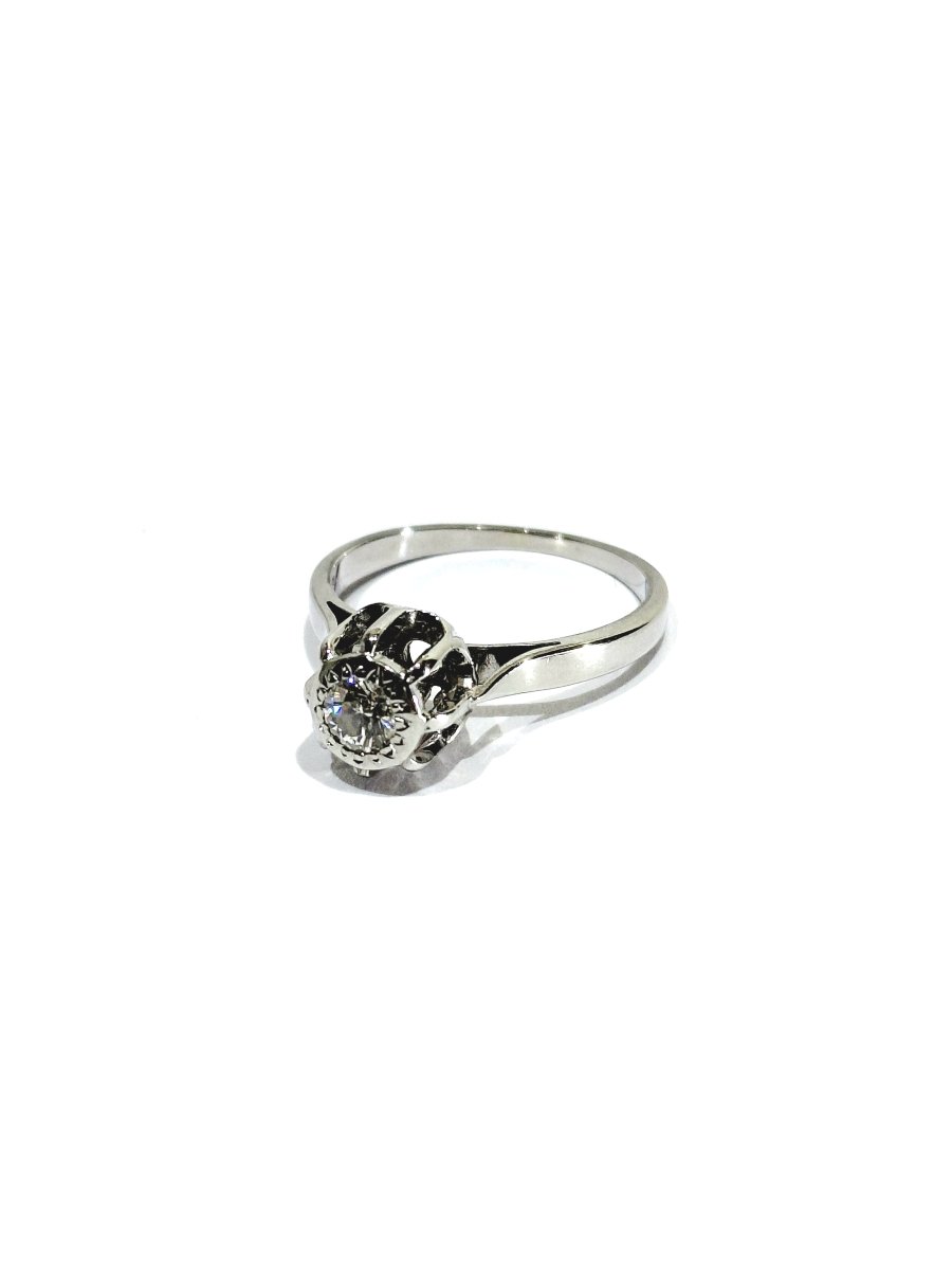 White Gold Diamond Solitaire Ring-photo-2