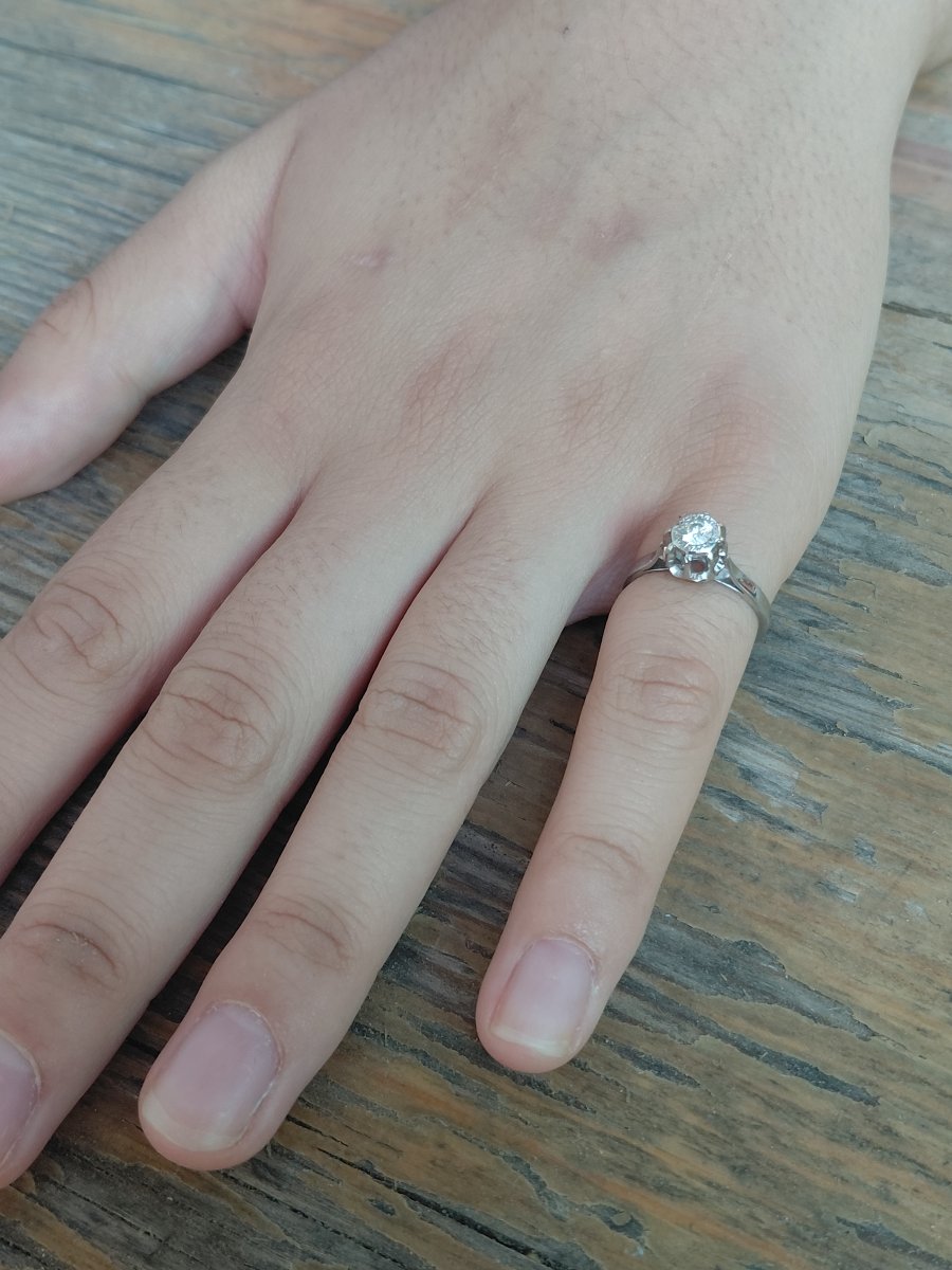 White Gold Diamond Solitaire Ring-photo-6
